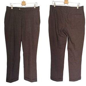 Rohan Pants Envoy Trousers Brown Classic Wool Blend Cuffed Hem 34‎ 30